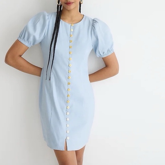 J. Crew Stretch viscose-blend button-front mini dress - Picture 1 of 8